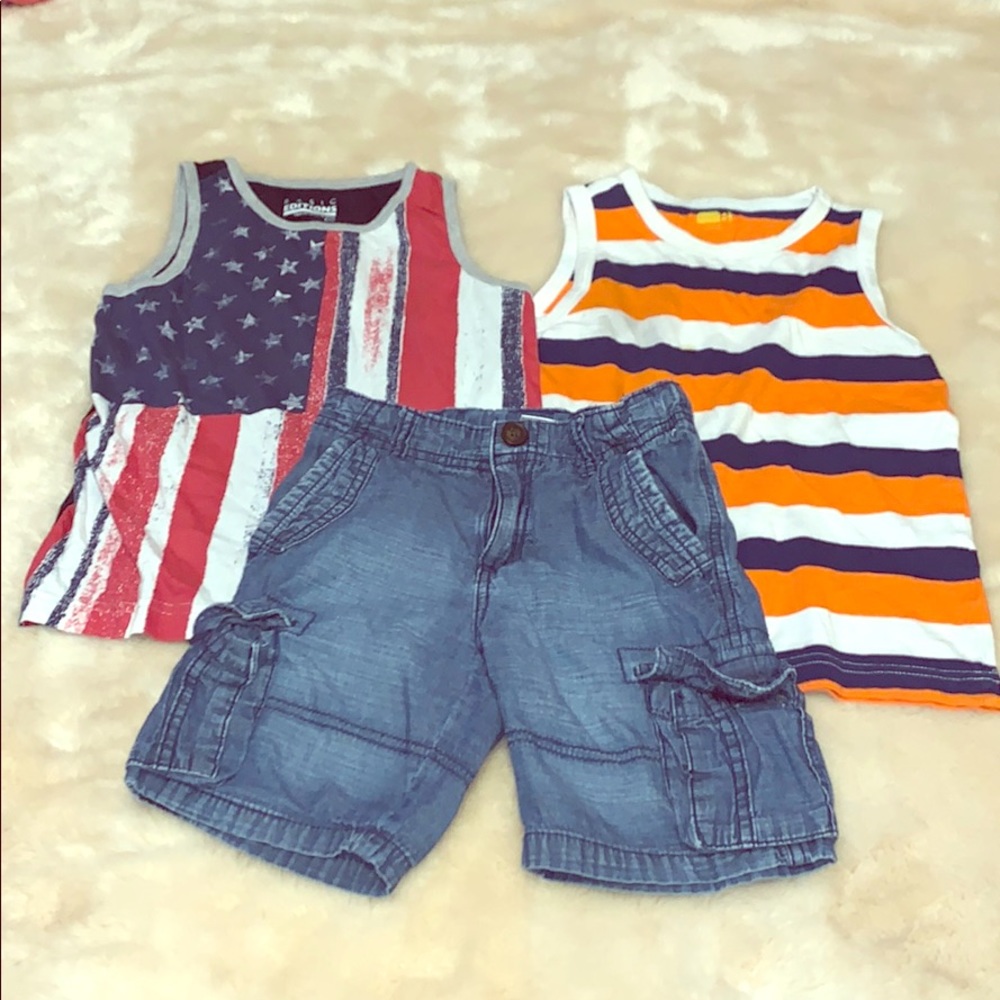 2 tanks and 1 pair of cargo shorts
